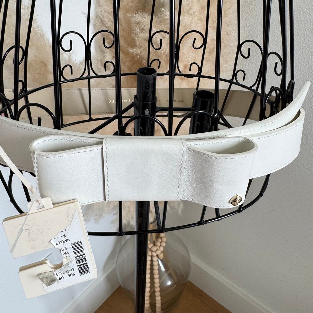 Kate Spade Cream Leather Wide Bow Belt NWT Medium